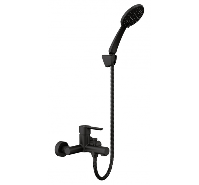 Змішувач для ванни Genebre Oslo Black, з душовим гарнітуром (65100194166) - Фото 1 Змішувач для ванни Genebre Oslo Black, з душовим гарнітуром (65100194166) - изображение 1