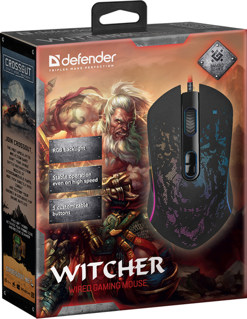 Mysz Defender Witcher GM-990 RGB USB Black (4714033529907) - Zdjęcie 5 Mysz Defender Witcher GM-990 RGB USB Black (4714033529907) - obraz 5