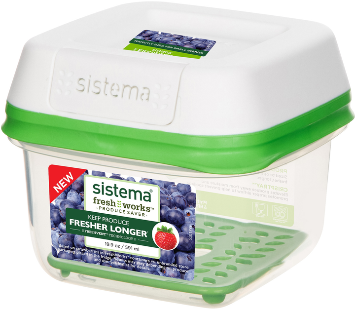 Емкость для хранения овощей и фруктов Sistema Freshworks Green 591 мл ...
