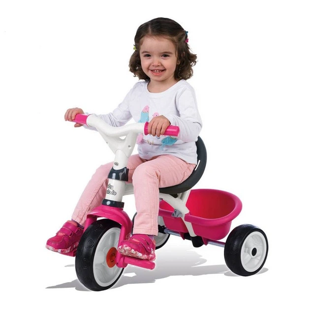 Велосипед трехколесный Smoby Baby Balade Розовый металлический с EVA колесами и багажной корзиной - изображение 5