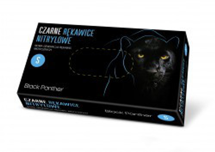 Рукавички медичні оглядові нітрилові нестерильні DOMAN Black Panther, 100 шт/уп, S - зображення 1