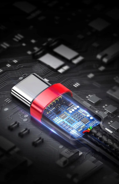 Кабель Baseus Cafule 3A PD 2.0 60W, Quick Charge 2.0, USB Type-C на USB Type-C, 0,5м, Черно-Красный (1908214202) - Фото 3 Кабель Baseus Cafule 3A PD 2.0 60W, Quick Charge 2.0, USB Type-C на USB Type-C, 0,5м, Черно-Красный (1908214202) - изображение 3