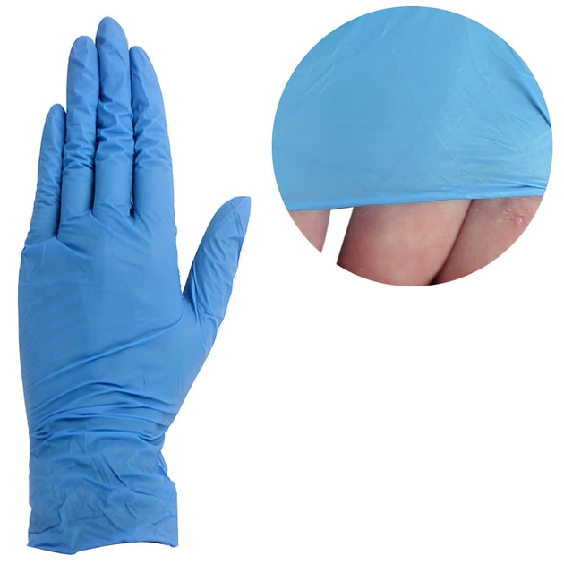 Перчатки UNEX нитриловые без талька голубые размер M 100 шт (220009702M) (0098634) - изображение 1