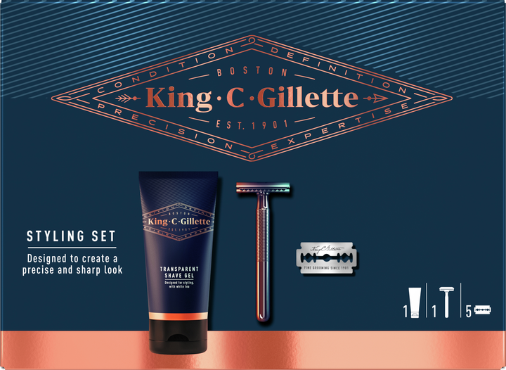 Подарунковий набір для стайлінгу Gillette King C. Бритва + 5 змінних ...