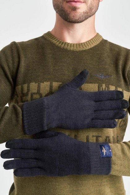 Темно-синие мужские перчатки Aeronautica Militare 4271 L/XL - изображение 1