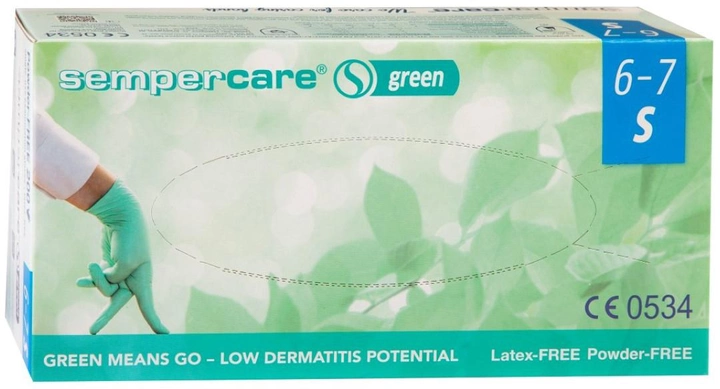 Рукавиці медичні оглядові нітрильні Igar Sempercare Green нестерильні неопудрені S 100 пар (9001570534835) - зображення 1