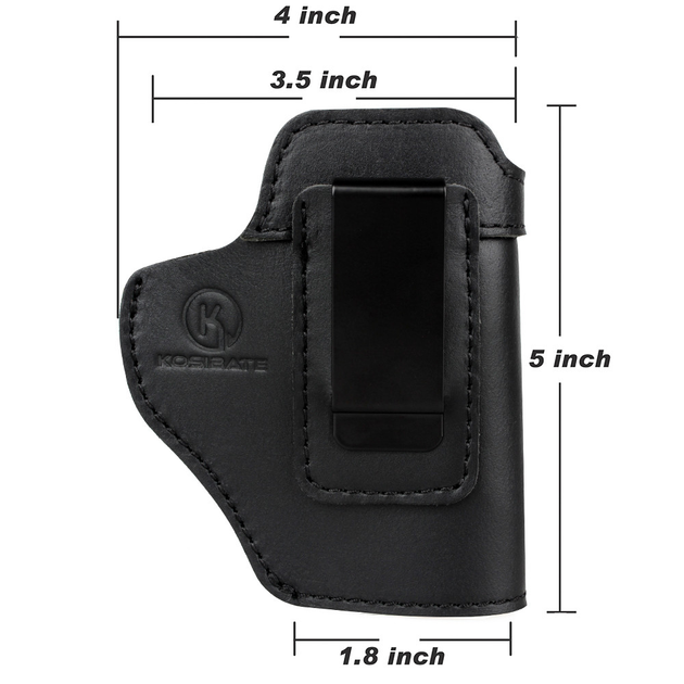 Кобура Kosibate внутрішньочеревна шкіряна відкрита для Glock 19 чорна (Glock_19) - зображення 2