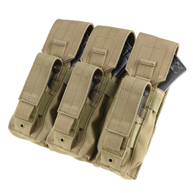 Подсумок для магазинов АК молле Condor Triple AK Kangaroo Mag Pouch MA72 Тан (Tan) - изображение 1