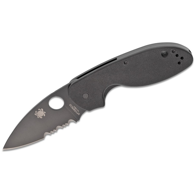 Ніж Spyderco Efficent Black Blade, полусеррейтор (C216GPSBBK) - изображение 2