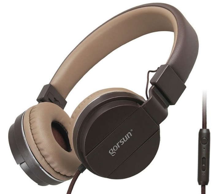 Проводные наушники с микрофоном Gorsun GS-779 Коричневые купить в ...