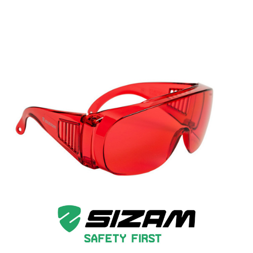 Окуляри захисні відкритого типу 2525 Sizam Laser Spec червоні 35042 - зображення 1