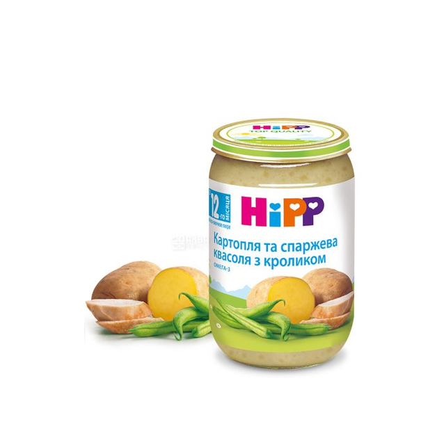 Органічне пюре Hipp 6853 Картопля і спаржева квасоля з кроликом 220 г (bc-344121) - Фото 1 Органічне пюре Hipp 6853 Картопля і спаржева квасоля з кроликом 220 г (bc-344121) - зображення 1