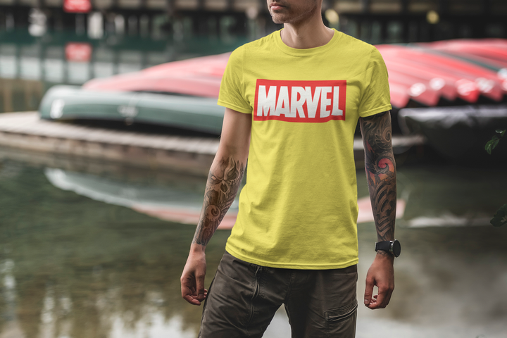 Футболка жовта чоловіча з принтом "Marvel" JHK T-Shirt 2XL 5003 (897_9) - зображення 3