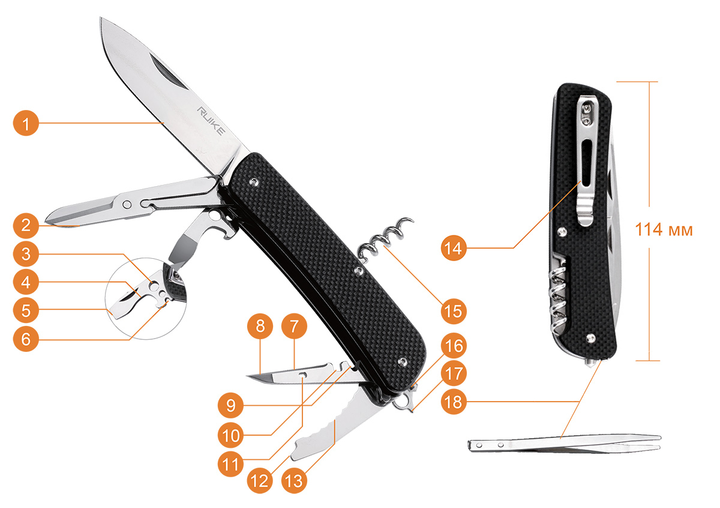 Нож многофункциональный с дополнительными инструментами Ruike L31-B для отдыха/дома/туризма - изображение 2