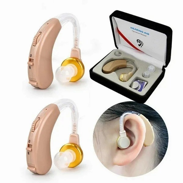 Слуховой аппарат аналоговый Axon V-163, Бежевый усилитель заушный для улучшения слуха (1008428-Beige) - изображение 2