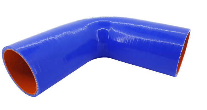 Патрубок кут 135 ° - D = 90 товщина = 5 мм (150 мм х 150 мм) силікон синій - зображення 1