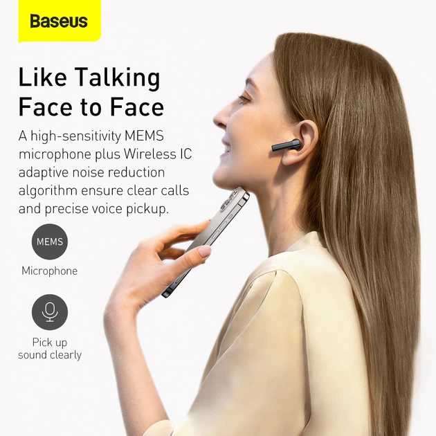 Беспроводные Bluetooth наушники Baseus Encok AirNora TWS W2 Черный - Фото 13 Беспроводные Bluetooth наушники Baseus Encok AirNora TWS W2 Черный - изображение 13