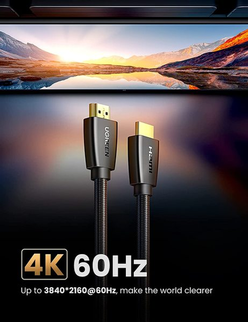 Кабель Ugreen HD118 High-End HDMI Cable Nylon Braid 1 м Black (UGR ...