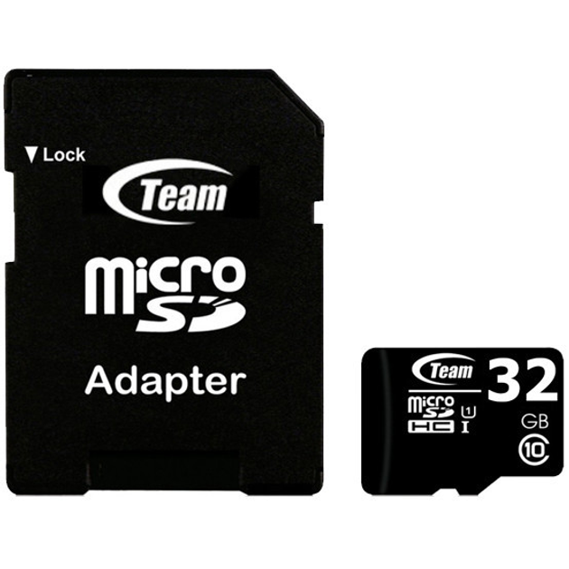 Карта памяти TEAM 32 MicroSDHC UHS-I + SD адаптер для ноутбука камеры смартфона (K/OPT2-1551-3385) - изображение 1