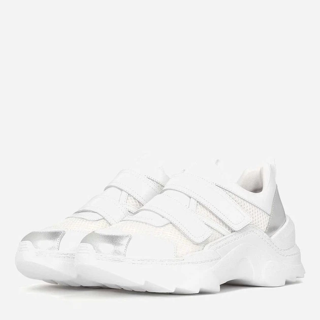 Sneakersy damskie z siatki na grubej podeszwie do kostki na rzepy Kazar 62004-27-97 39 25 cm Białe (5903387809219) - obraz 2