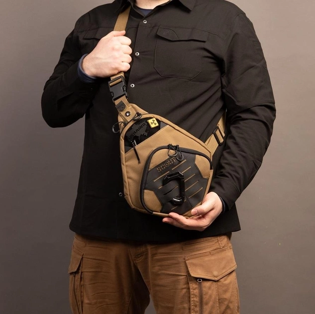 Тактична сумка-кобура для прихованого носіння Scout Tactical EDC crossbody ambidexter bag coyot/black - зображення 2