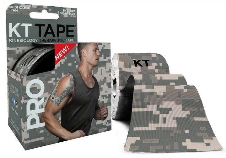 Кинезио тейп KT TAPE PRO LIMITED EDITION SYNTHETIC PRECUT 5смх5м камуфляжний сірий - зображення 1