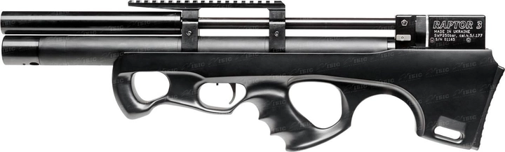 Гвинтівка пневматична Raptor 3 Compact Plus PCP кал 4,5 мм Чорна чохол в комплекті - зображення 1