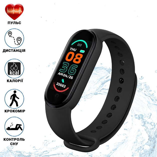 Фитнес браслет спортивный смарт трекер UKC Smart Band 6 с пульсометром ...