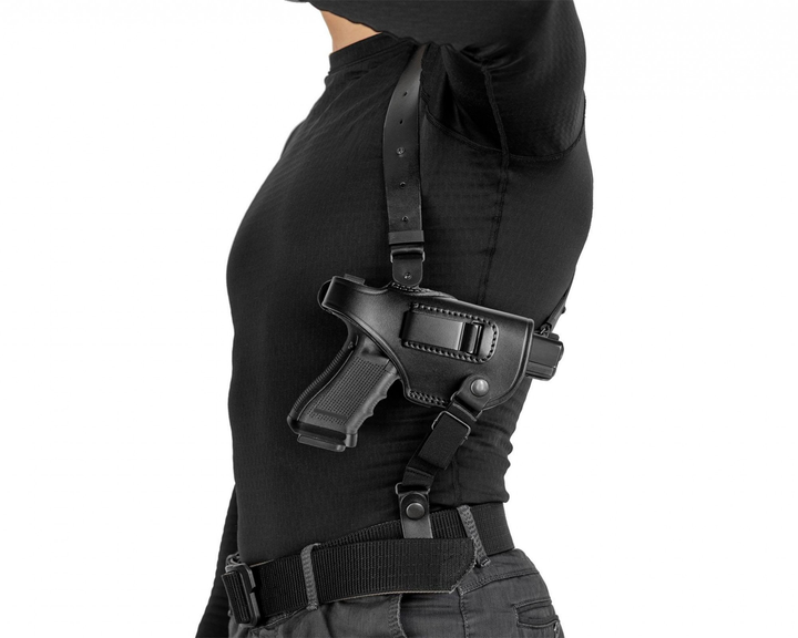 Подплечная поясная внутрибрючная кожаная кобура A-LINE для Glock черная (3КУ3) - изображение 1
