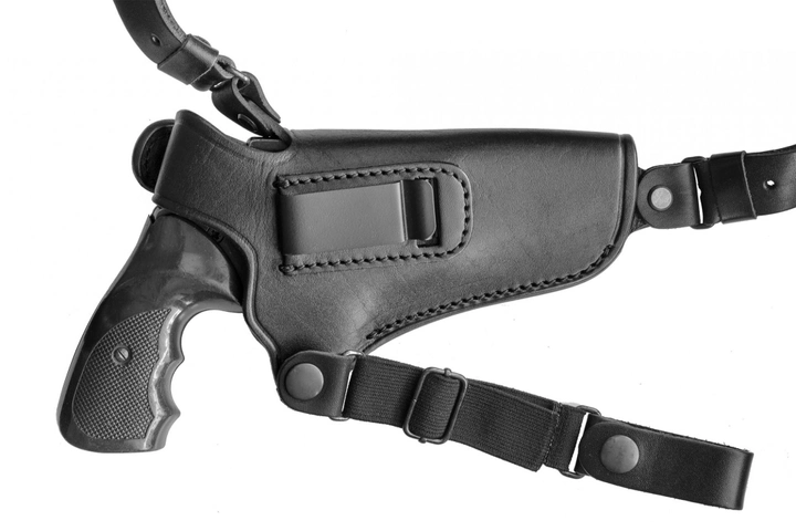 Подплечная, поясная, внутрибрючная кожаная кобура A-LINE для револьвера черная (3КУ3 Альфа440) - изображение 8