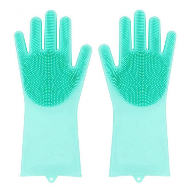 Силіконові багатофункціональні рукавички для миття та чищення Magic Silicone Gloves Бірюза - зображення 6