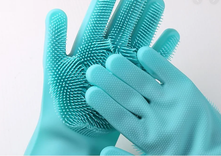 Силіконові багатофункціональні рукавички для миття та чищення Magic Silicone Gloves Бірюза - зображення 9