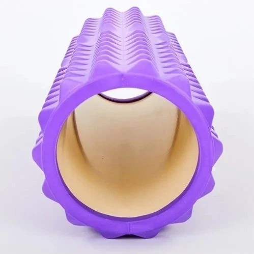 Масажний ролик для прокатки м'язів Фіолетовий 33х13 см з маленькими ...