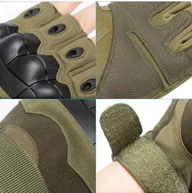 Тактические перчатки без пальцев Зеленый Размер XL (17092142126) - изображение 2