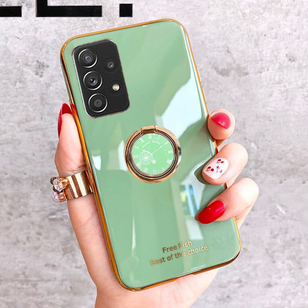 Силиконовый чехол с кольцом-держателем для Samsung A32 Светло-зелёный ...