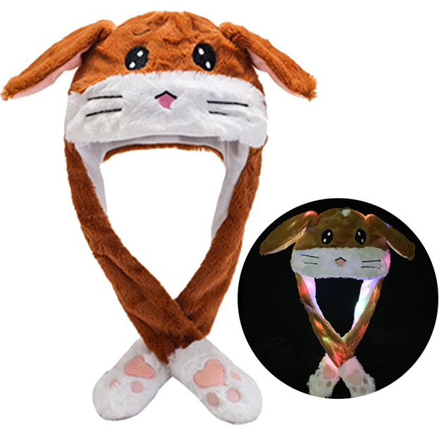 Светящаяся шапка Коричневый кролик soft toys with led с двигающими ...