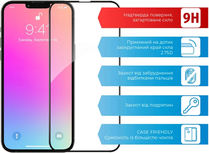 Защитное стекло для смартфона Apple iPhone 13 Pro Max/Apple iPhone 14 Plus ACCLAB 9H Black (1283126515422) - изображение 2