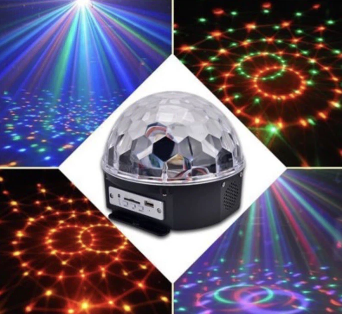Диско шар Crownberg Magic Ball M6 c Bluetooth світломузика з колонкою та пультом управління Диско шар - стробоскоп + карта пам'яті в подарунок - зображення 8