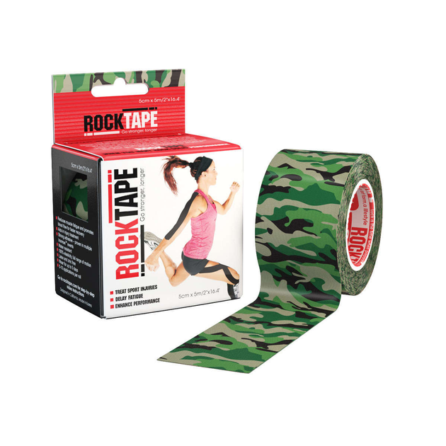 Кинезио тейп RockTape Design (5см х 5м) Зеленый камуфляж - изображение 1