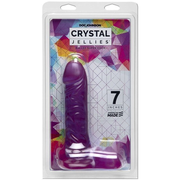 Фалоімітатор Doc Johnson Crystal Jellies Ballsy Super Cock колір фіолетовий (00315017000000000) - зображення 2
