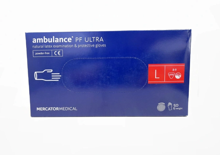 Перчатки латексные Ambulance® PF Ultra нестерильные неопудренные синие L (40752146) - изображение 1