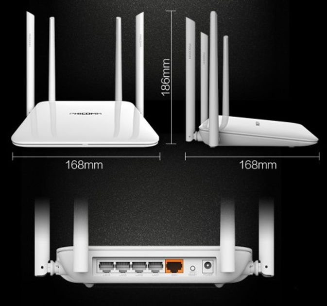 Маршрутизатор (роутер) Phicomm K2 AC1200 Dual Band 2.4G/5G Білий 4 антени 802.11 ac/n/g/b/a - зображення 3