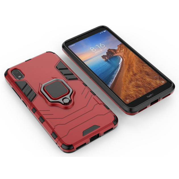 Чохол Ring case для Xiaomi Redmi 7A броньований бампер з кільцем червоний - Фото 4 Чохол Ring case для Xiaomi Redmi 7A броньований бампер з кільцем червоний - зображення 4