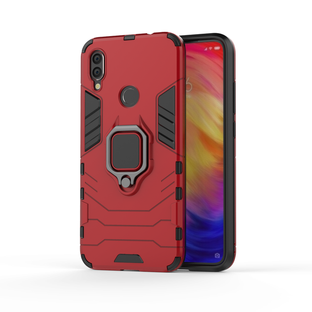Чехол Ring case для Xiaomi Redmi Note 7 / Note 7 Pro / Global бронированный бампер с кольцом красный - изображение 2