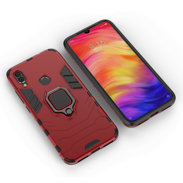Чехол Ring case для Xiaomi Redmi Note 7 / Note 7 Pro / Global бронированный бампер с кольцом красный - изображение 4