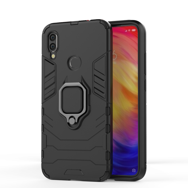 Чехол Ring case для Xiaomi Redmi Note 7 / Note 7 Pro / Global бронированный бампер с кольцом черный - изображение 2