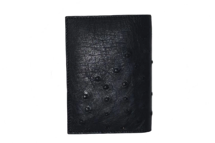 Обкладинка для документів Ostrich Leather з шкіри страуса чорна - зображення 2
