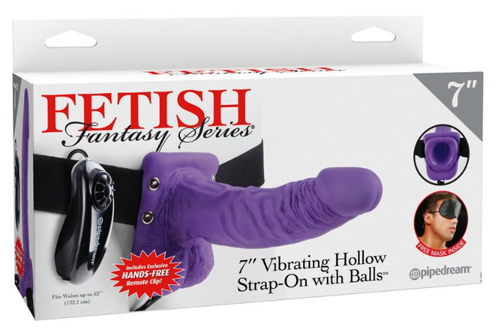 Вибрострапон Fetish Fantasy Series 7 Inch Vibrating Hollow Strap-On with Balls цвет фиолетовый (18654017000000000) - изображение 4