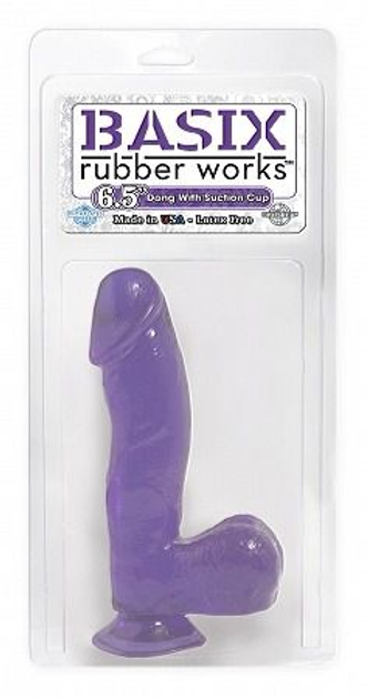 Фаллоимитатор на присоске фиолетовый Pipedream Basix Rubber Works - 6.5 Dong with Suction Cup, 17 см (08535000000000000) - изображение 2