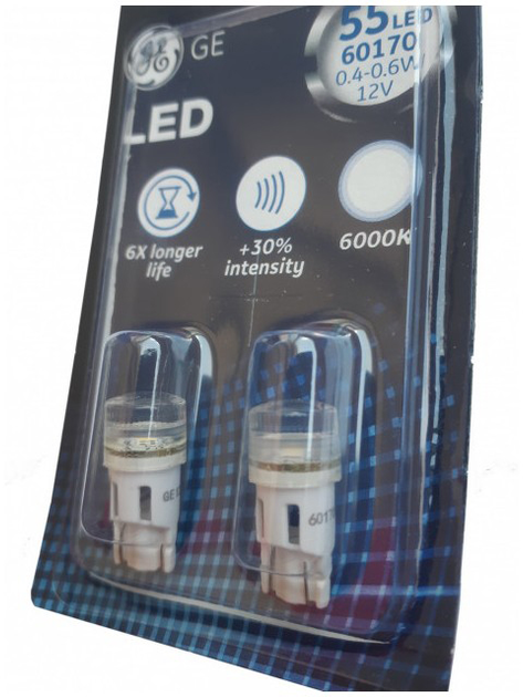 Автолампа General Electric 12V W5W комплект 2 шт (GE 60170LED-2B ...